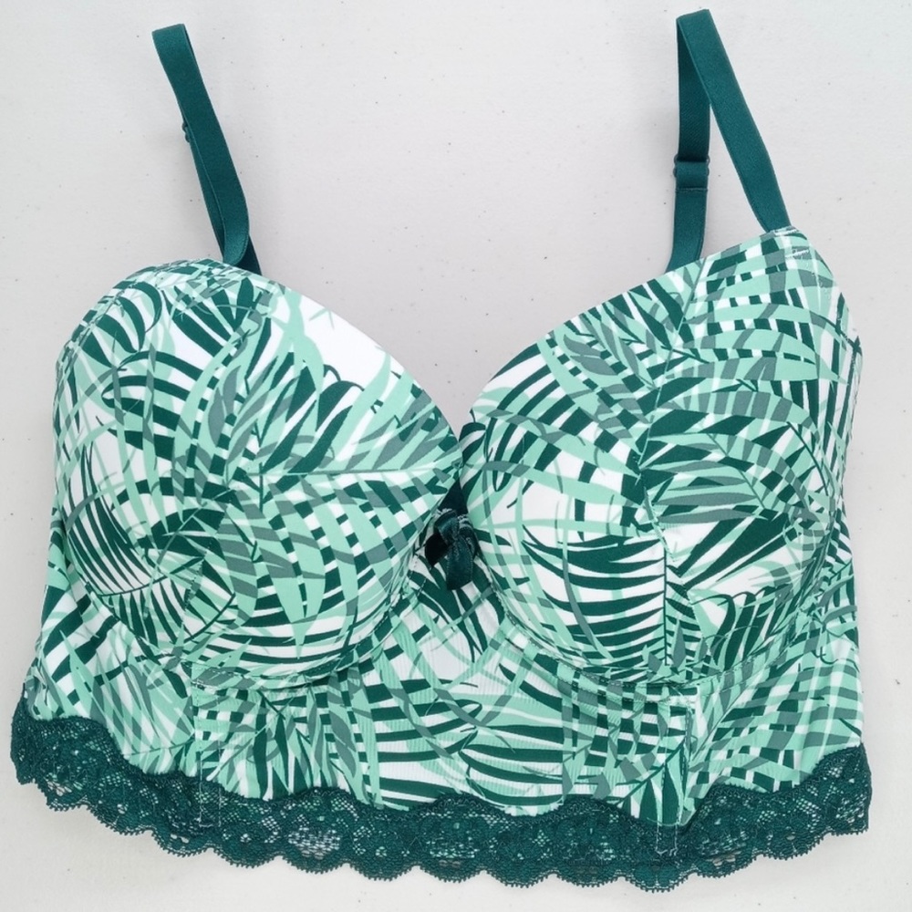 Adore Me Bra Spring Leaf Pattern Push-up label 32DD